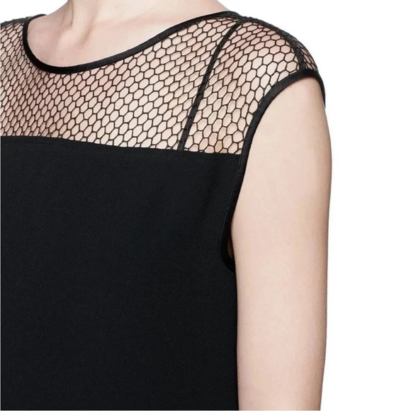 Helmut Lang black satin mesh lace trim midi dress - Picture 3 of 9